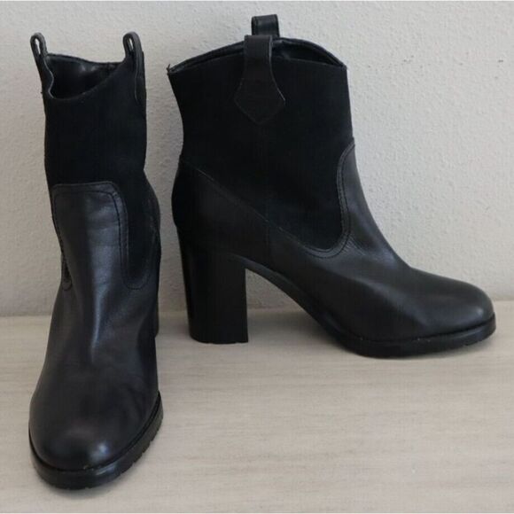 Lauren Ralph Lauren Women's Sz 8.5B Black Devyn Leather/Suede Western Boots - Picture 1 of 8